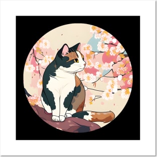 Kawaii Cats Cherry Blossom - Cute Japanese Sakura Posters and Art